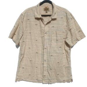 Foundry Men's Shirt XLT Beige Fishing Lure Print Short Sleeve Button-Up Shirt